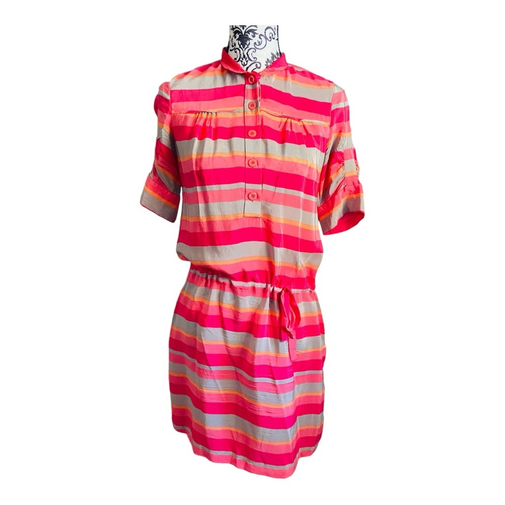 TEGAN 100% silk multicolour shirt dress